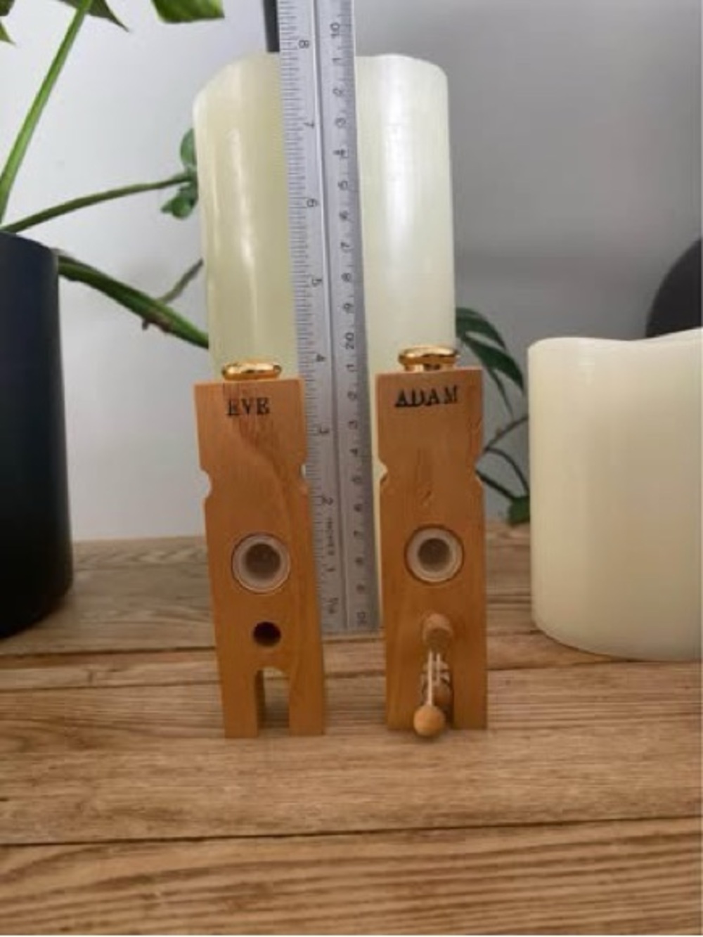 Vintage Novelty Wood Adam & Eve Salt Pepper Shakers Risque Anatomic Art 3.5